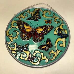 Butterfly Sun Catcher Stained Glass Monarch Butterflies Purple Flowers